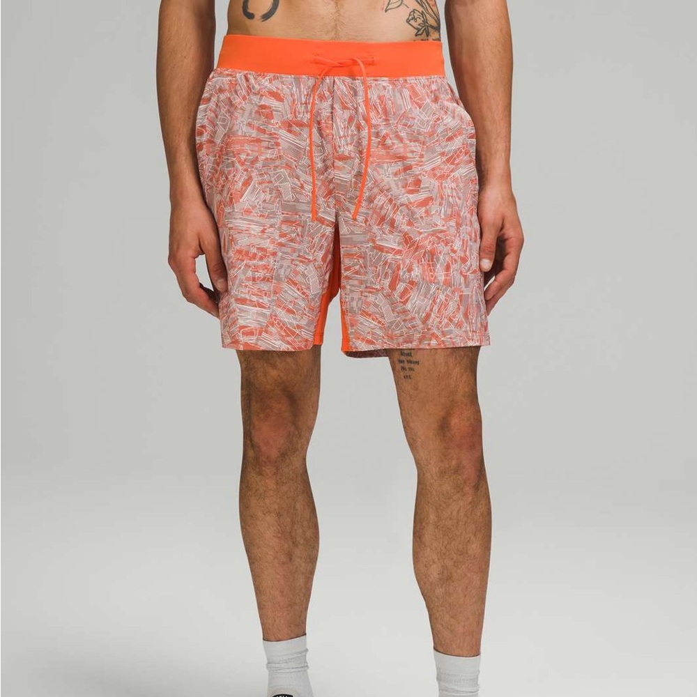 Lululemon T.H.E. Short 7" *Linerless Parallel Divide Warm‎ Coral Multi